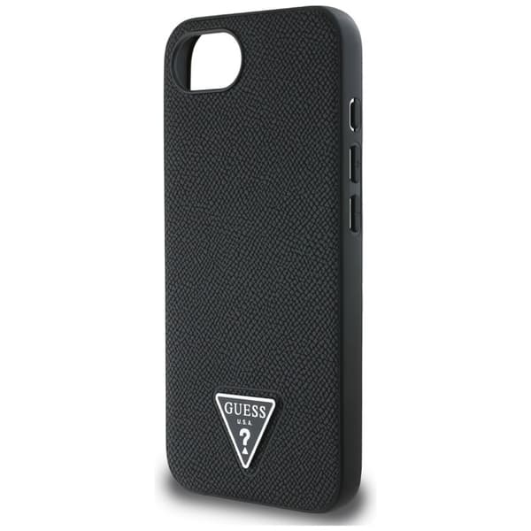 Guess Grained Triangle MagSafe - iPhone 16e -suojakuori (musta)