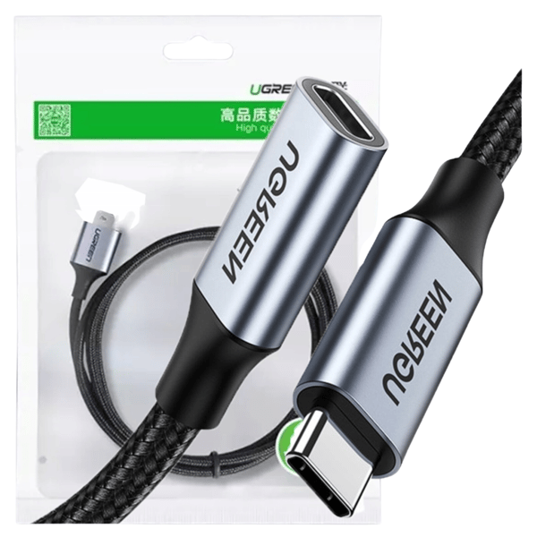 UGREEN US372 USB-C 3.1 Gen2 forlængerkabel, 4K, 100W, 1m (sort)