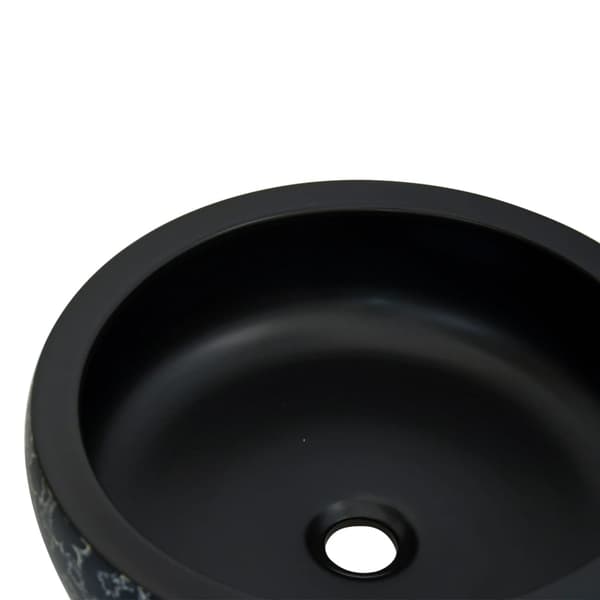 vidaXL bordvask sort og blå rund 41x14 cm