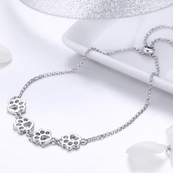 Silverarmband med klor och justerbar längd, 925 silver