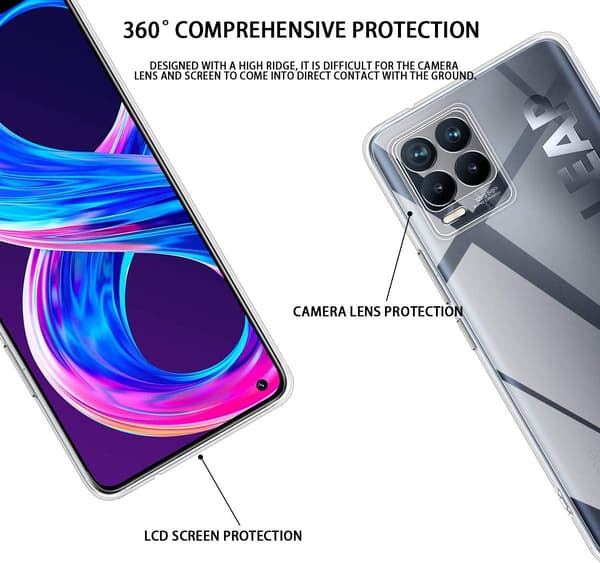 REALME 8 PRO SKAL KLART SILIKONBAKSIDA SKYDDANDE SOLID VATTENTÄT