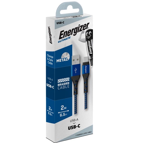 Energizer Ultimate - USB-A till USB-C anslutningskabel 2m (Blå)