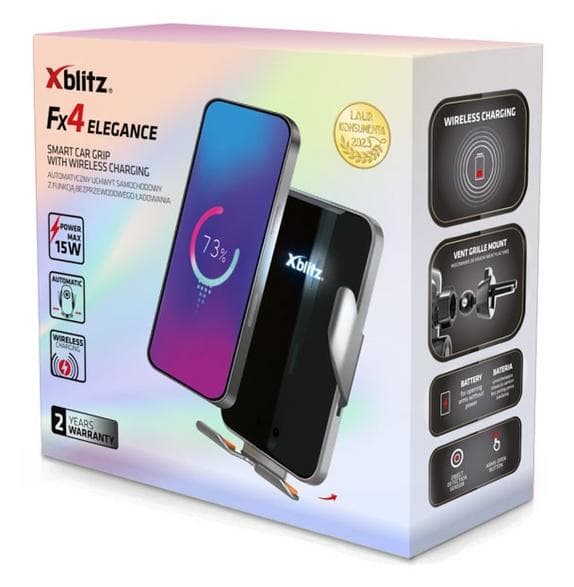 XBLITZ FX4 Elegance Langaton Lataava Autoteline Musta ja Hopea