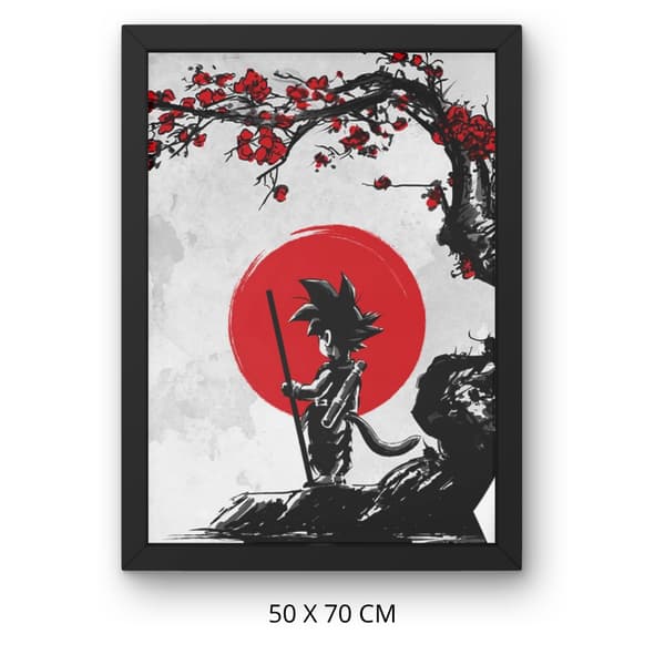 Mal efter nummer billede med ramme Goku og den røde måne 50x70 cm