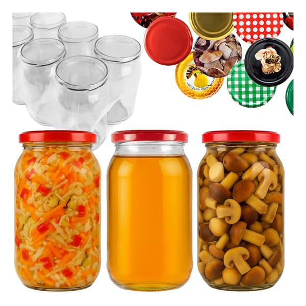 64x Burk 815ml för honung, sylt, gurka, konserver, glasburkar + lock, diameter 82