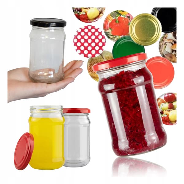 60x Glas 315 ml GLAS TIL MARMELADE, HONNING, KONSERVERING + LÅG Fi66