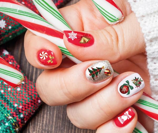 Dekorativa nagelstickers julmix