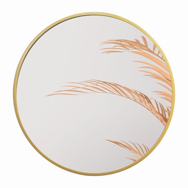 Rund träspegel i loftstil 60 cm guld BD art