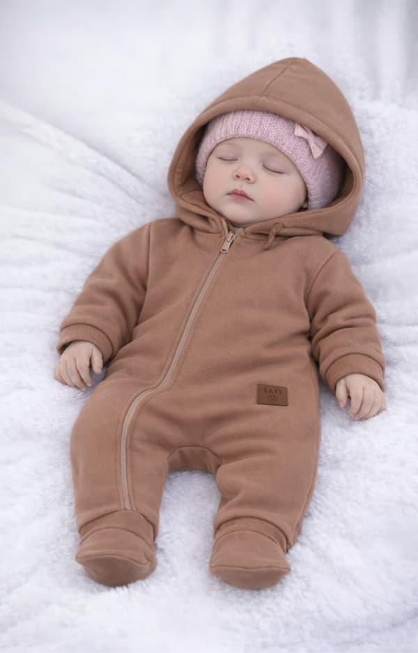 Baby heldragt 62 med overgangslynlås FORÅR EFTERÅR CAPPUCCINO