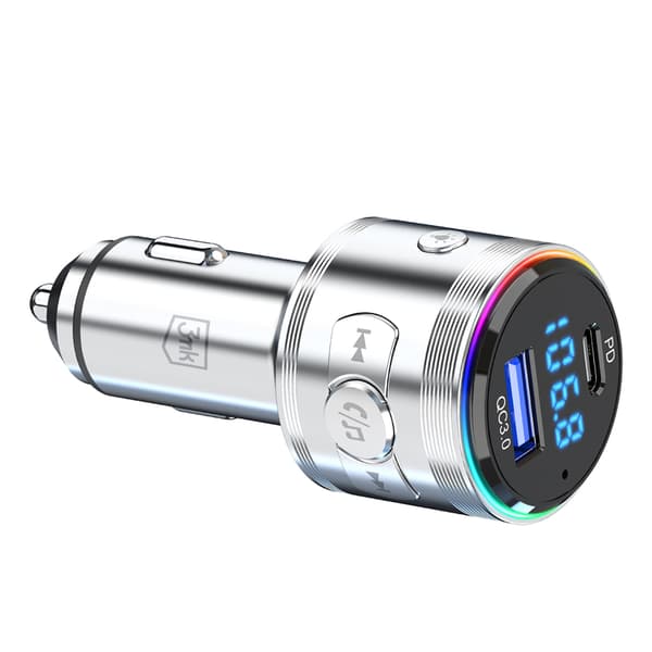 Tilbehør - 3mk Hyper Car Power Transmitter 48W QC PD PPS USB 1C1A Sølv