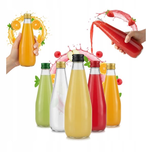 5x FLASKOR FÖR JUICEDROPPE 330ml + FLASKKORK FÖR SIRAPSTIKTUR 5 ST.