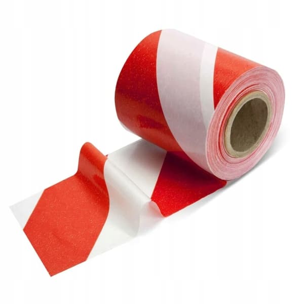 Scley-varoitusteippi 100 m x 8 cm valkoinen ja punainen, tarttumaton
