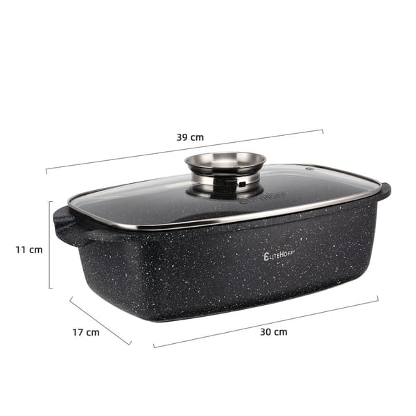 Marmor stegepande 6,5 l låg med aromatiserer E-7051