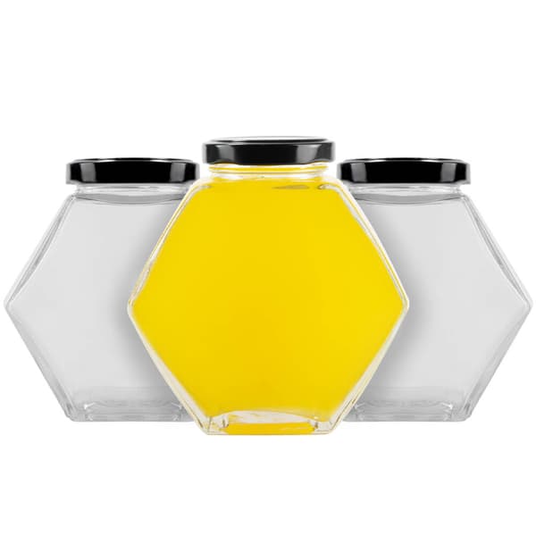 12x hexagon dekorationsburkar 380ml syltkryddor