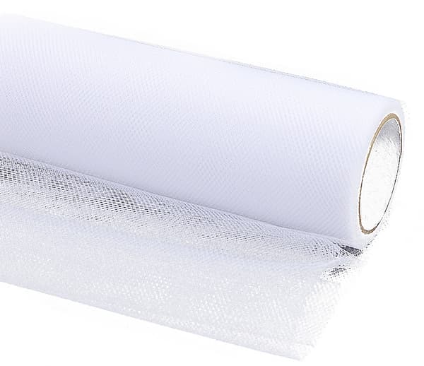 Enfärgad tyll, vit, 50 cm x 9 m, 1 st.
