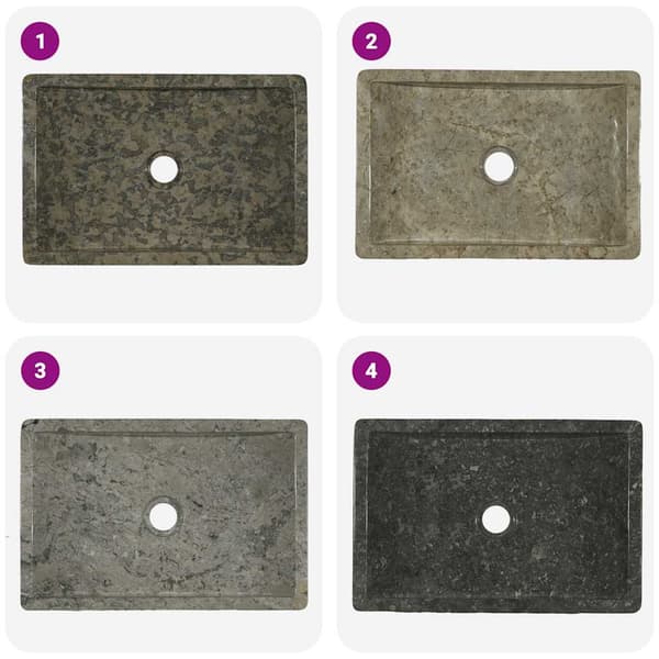 vidaXL Handfat, 45x30x12 cm, Marmor, Högglansgrå