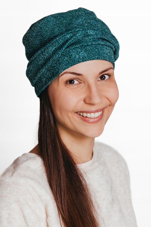 Varm vintermössa, Aurora turban med pannband - nautisk, bambufoder