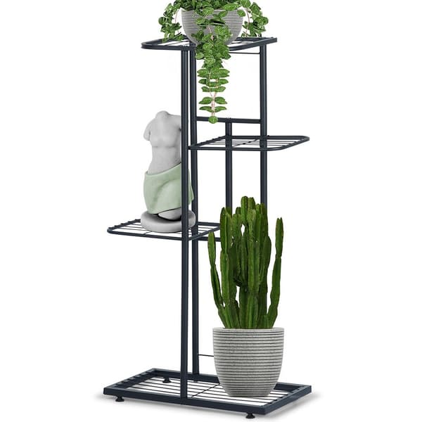 Blomsterstativ metal sort 4-niveauer 80 cm