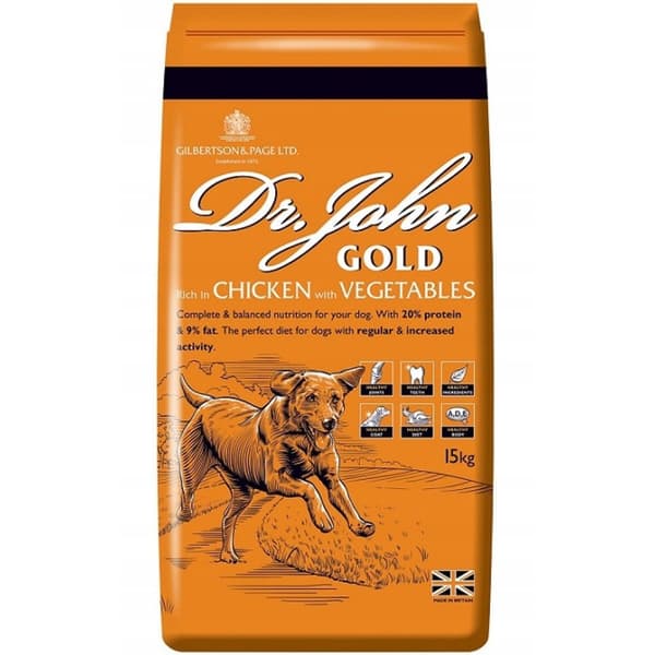 Dr John Gold torrfoder för hundar 15 kg kyckling med grönsaker