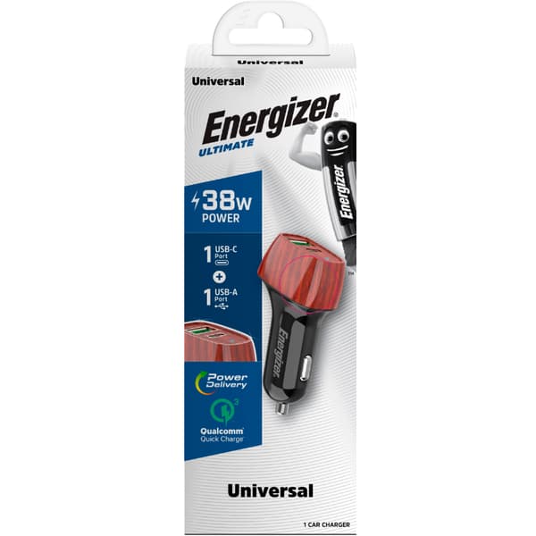 Energizer Ultimate - USB-C & USB-A Billaddare 38W PD + QC3.0 (Valnöt)