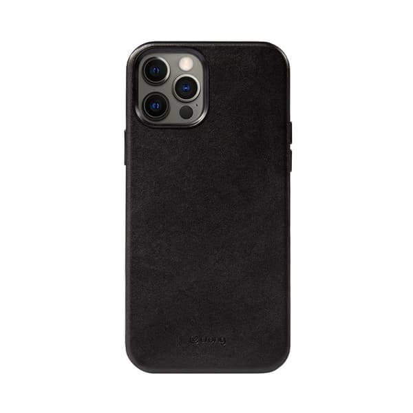 Crong Essential Cover - iPhone 12 Pro Max imiteret lædercover (sort)