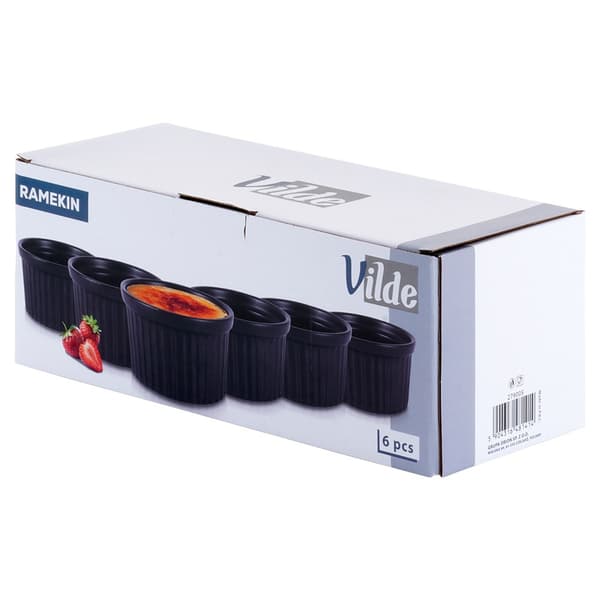 Keramiska bakningsskålar svarta 260 ml 6 st