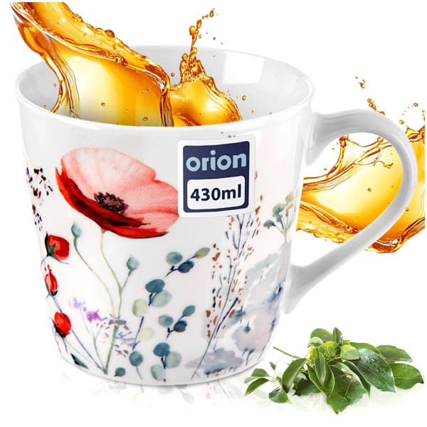 Porslinsmugg med vallmorsblommor 430 ml