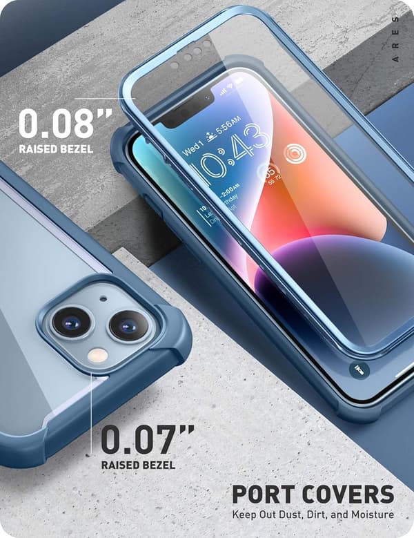 COMPONENT ETUI TIL APPLE IPHONE 14 PLUS 6,7" BLÅ RAMME FORAN/BAGSIDEN A2886