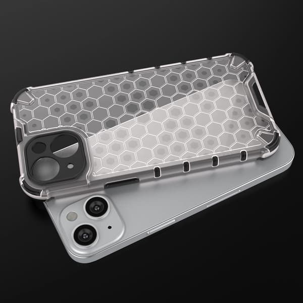Honeycomb iPhone 14 Plus Hybrid Armored Case Transparent