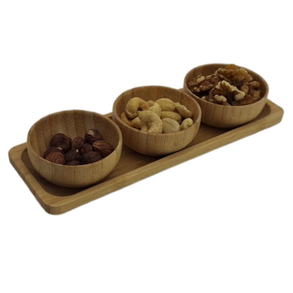 SKÅLAR FÖR SÅS, DIP, NÖTTER, SNACKS, 3-PACK BAMBUS