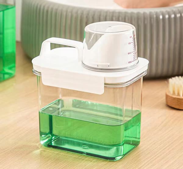 PULVERBEHOLDER 1100 ml MÅLEDISPENSER LÆKAGESIKKER ORGANIZER