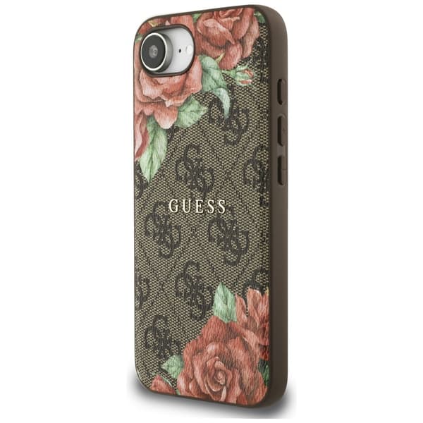 Guess 4G Blomsterprint MagSafe-etui til iPhone 16e brunt
