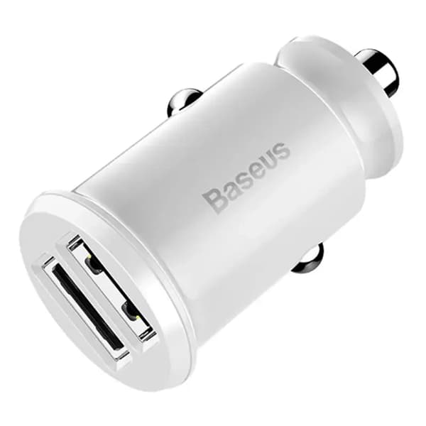 Baseus Grain Biloplader 2x USB 5V 3.1A (Hvid)