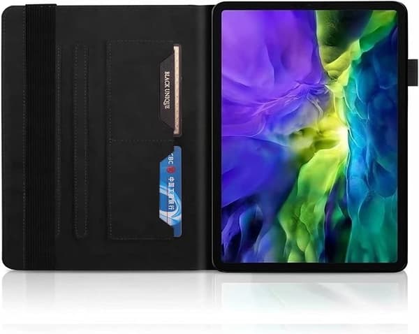 ETUI TIL APPLE IPAD PRO 11" 4/3/2/1GEN SORT, SAMMENKLAPBAR, ØKOLOGISK LÆDERSTYLUS