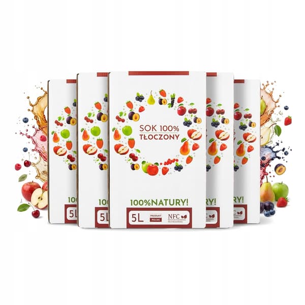 25x karton til juice, universal, 100% presset, 5L karton til juice
