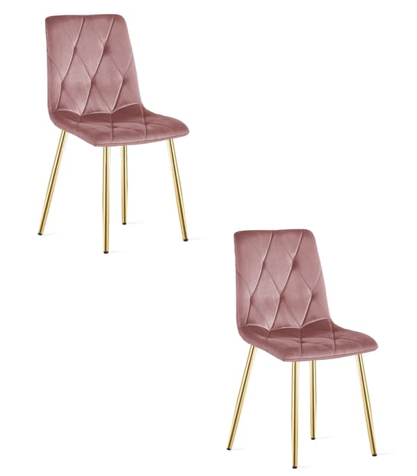 LIBRA stol - pink velour / guldben x 2