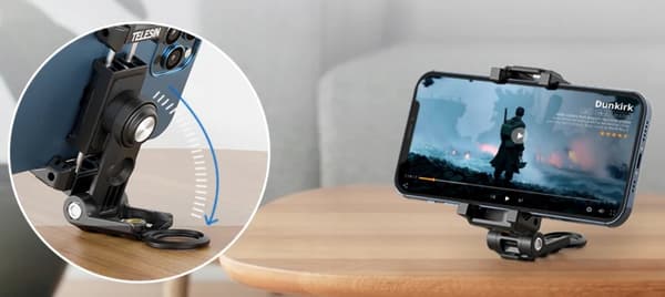 Multifunktionel telefonholder med stativ, sort, TELESIN PM-001
