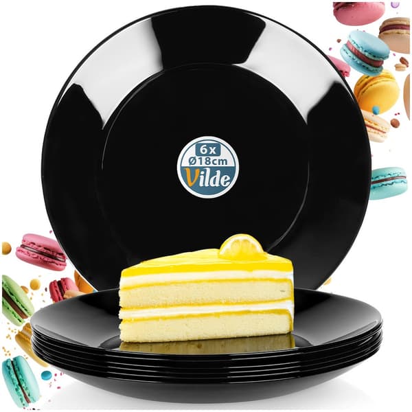 Desserttallerkener glas sorte 18 cm 6 stk.