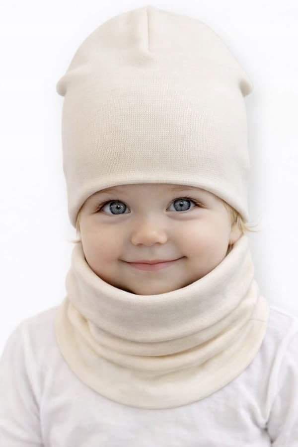 Set MÖSSA + HALSDUK 56-68 babyset 34/38 VÅR ECRU
