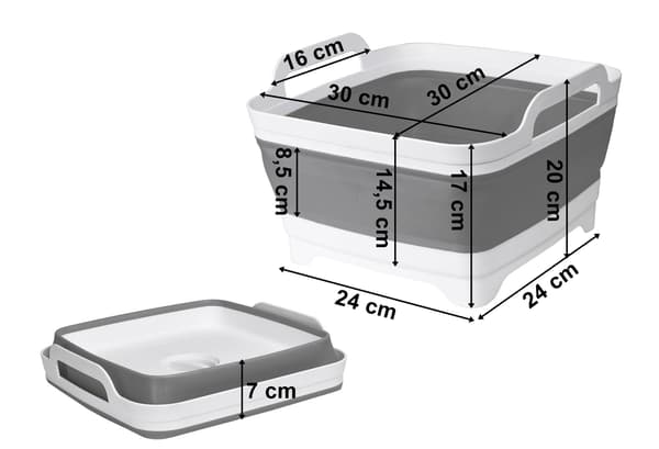 Taittuva wc-istuin viemärillä, valkoinen ja harmaa, COMPACT