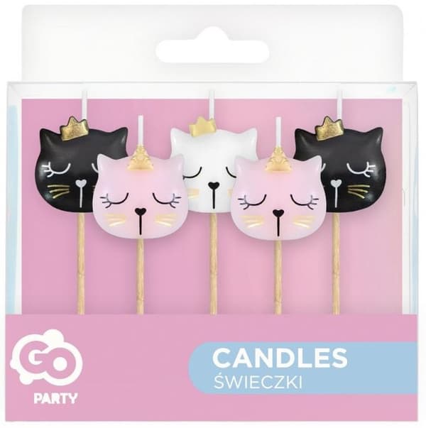 Kageoplukkerlys KITTY Krone Fødselsdag 5 stk.
