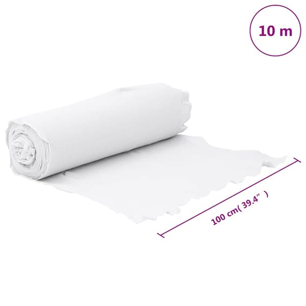 vidaXL Geotextil, Vit, 1x10 m, Polyesterfiber