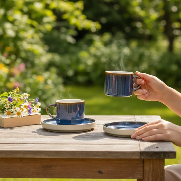 KOPPER MED UNDERKOPPER TIL KAFFE- OG TESERVICE 200 ml GARNET Ø 8,5 CM