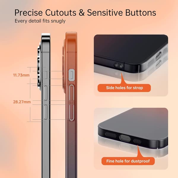 HÅRDT SILIKONEETUG TIL IPHONE 14 PRO 6,1" ORANGE SORT OMBRE