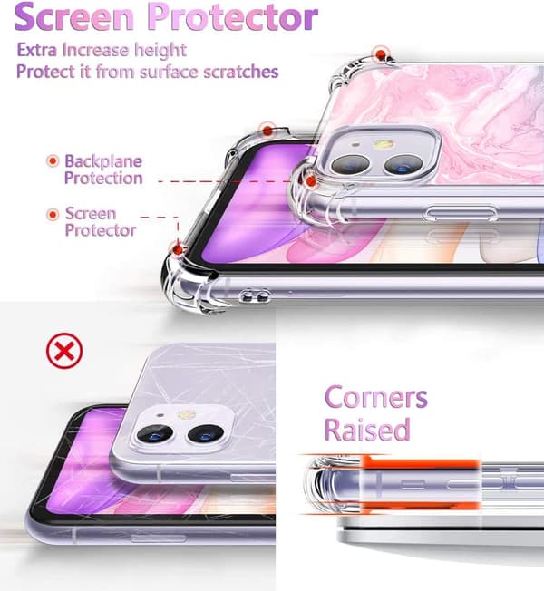 SILIKONE ETUI TIL APPLE IPHONE 11 PINK BLÅ GLAMOUR A2111