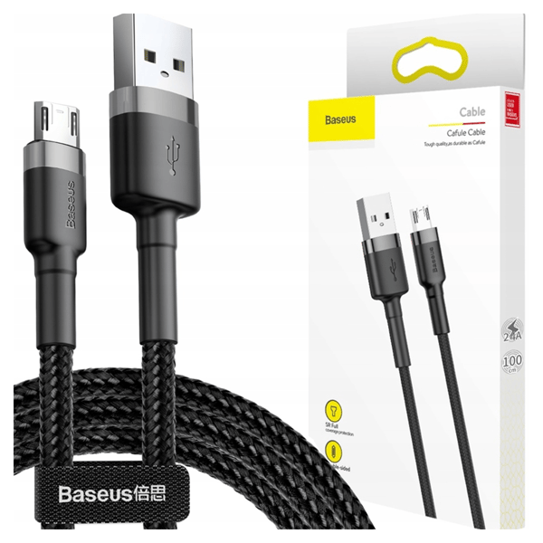 Baseus Cafule 2A 3m USB-Micro USB -kaapeli (musta ja harmaa)