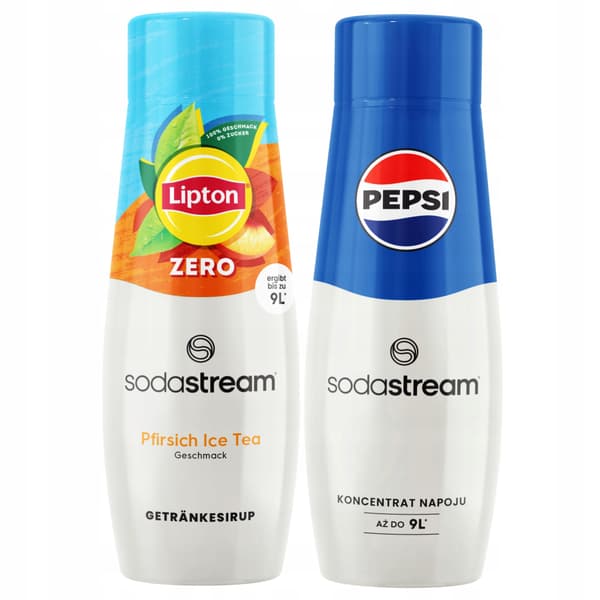Lipton SodaStream Persikan Zero Siirapin Sokeriton ja Pepsi