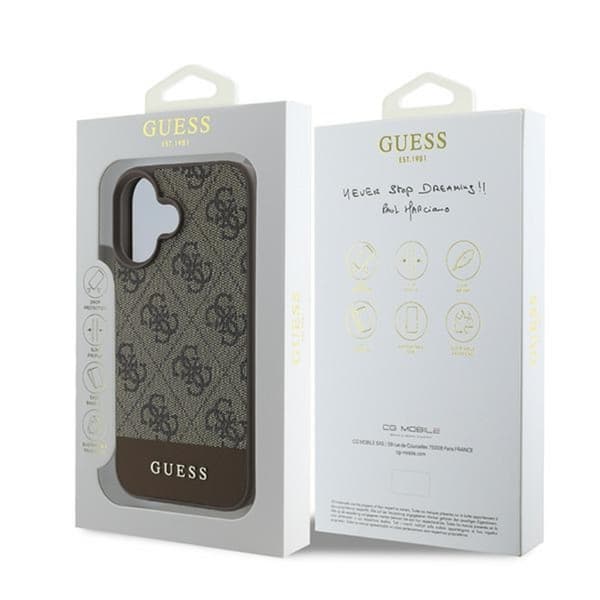 Guess 4G Bundstribe - iPhone 16 Plus Etui (Brun)