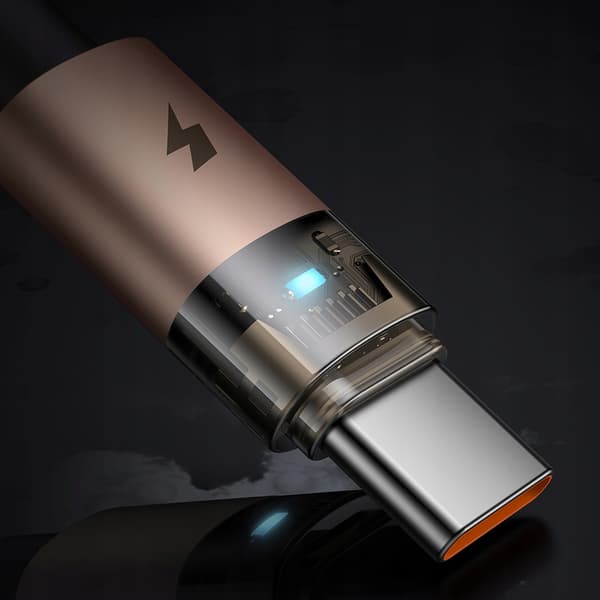MCDODO KABEL USB-A USB-C SNABBLADDNING USB TYP C 6A 100W 1M LED GULD