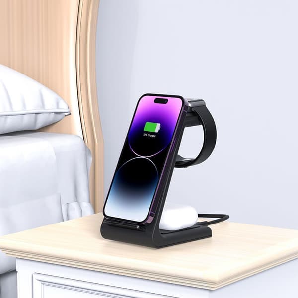TECH-PROTECT QI15W-A36 3-i-1 trådløs oplader til Apple Black